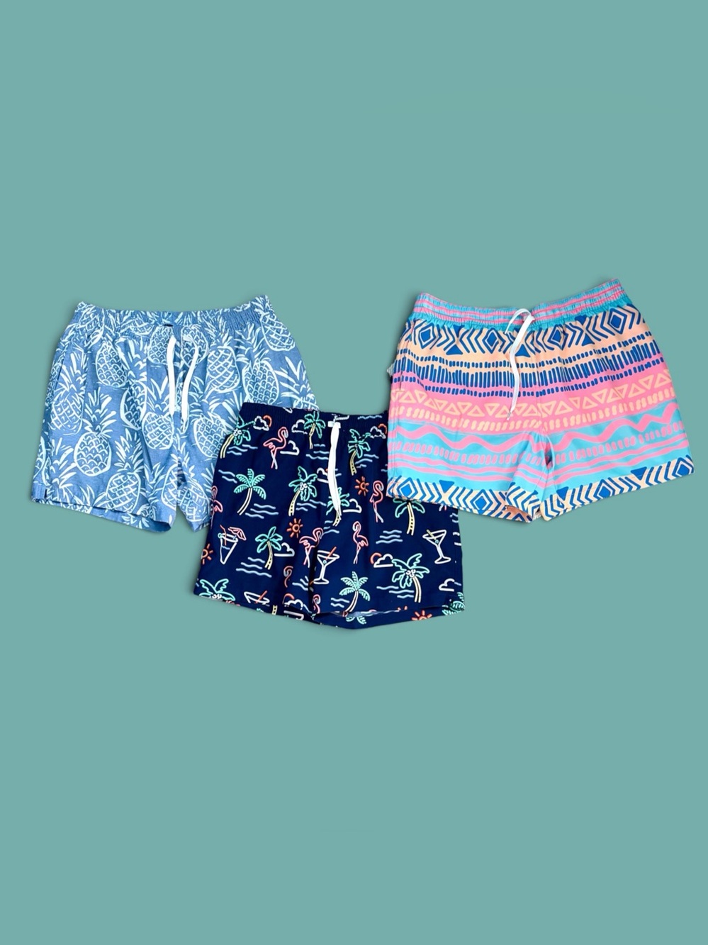 Lot of 3 Chubbies Swim Trunks Men Medium M 5.5" Inseam Lined Graphic Neon EUC